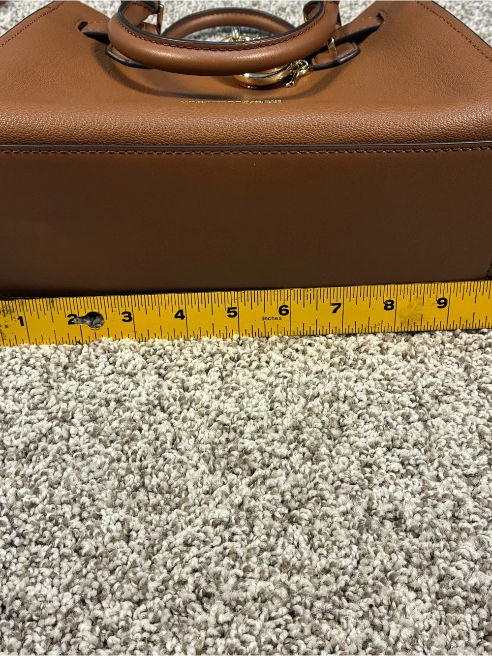 Michael Kors Hamilton Brown Leather Satchel with Gold Hardware